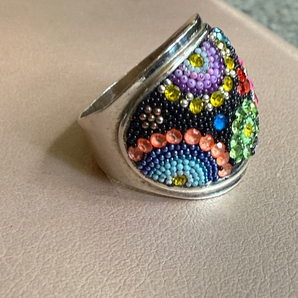 Colorful Sparkling Mosaico Crystal Ring Sterling Silver NWOT - Picture 10 of 10
